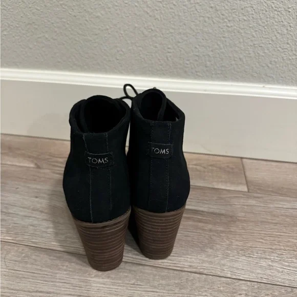 Toms Hyde Casual Boots black Wedge Lace Up Shoe Size 9 - Picture 4 of 7